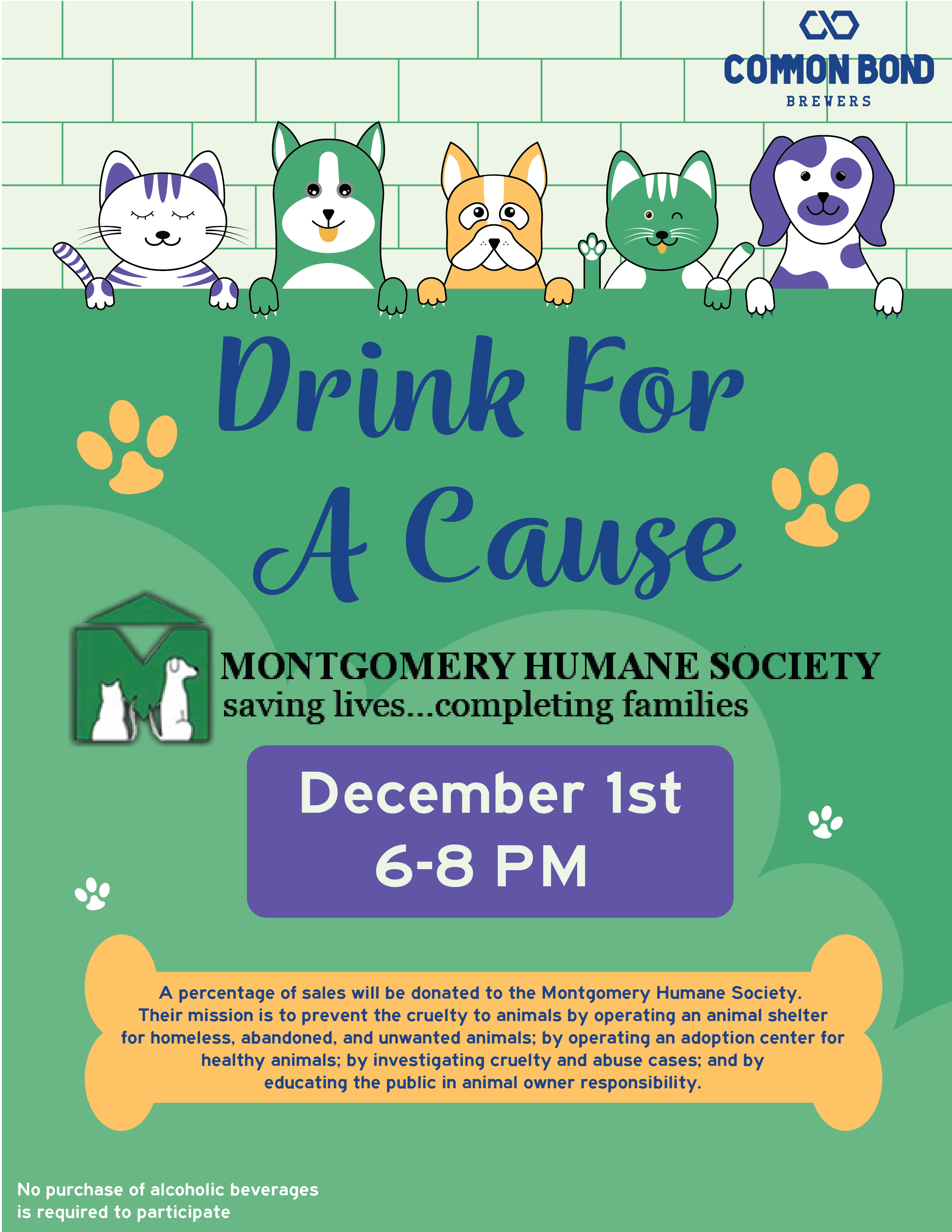 Drink for a Cause: Montgomery Humane Society