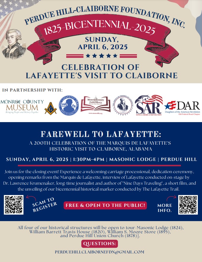 Farewell to Lafayette:  A 200th Celebration of the Marquis de Lafayette's Historic Visit to Claiborne