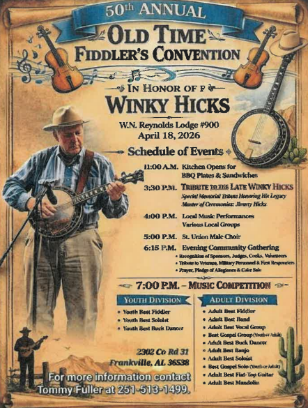 50th Annual Frankville Old Time Fiddlers Convention, Music Show and Bar-B-Que
