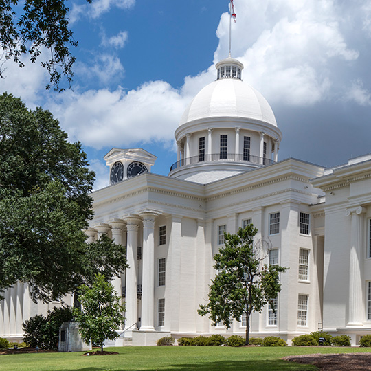 Alabama State Capitol building in Montgomery, Alabama.