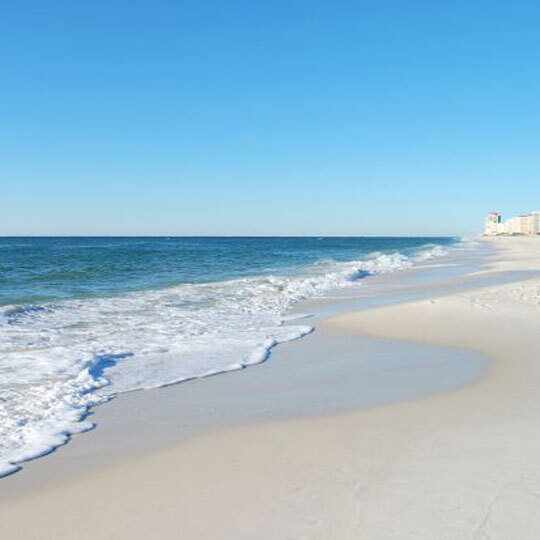 Sugar-white sand beaches of Orange Beach, Alabama.